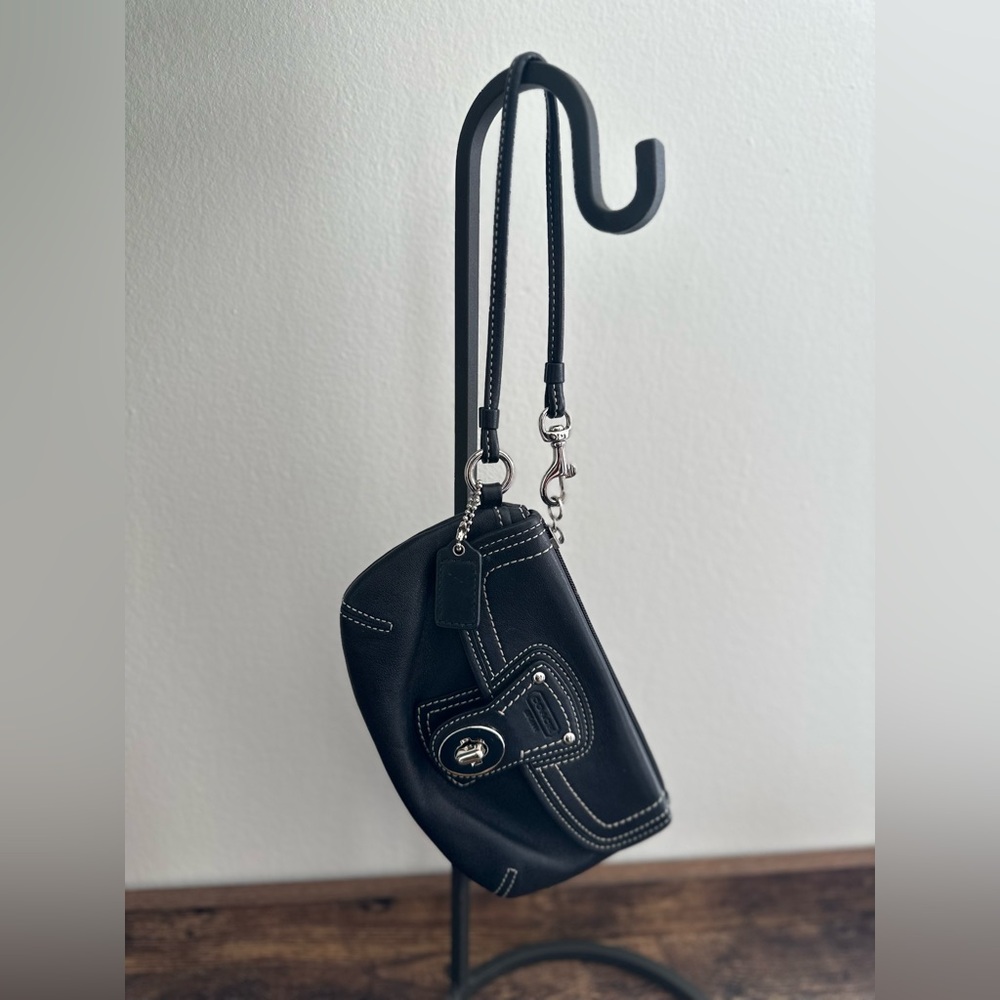Coach Black wristlet with Silver Hardware